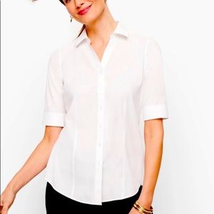 Talbots – White Short-sleeved Button Down Blouse